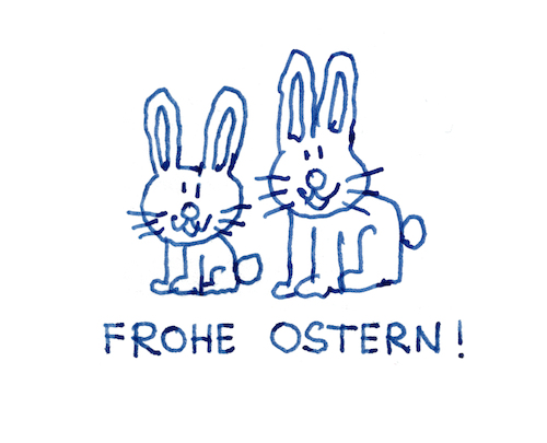 Cartoon: Frohe Ostern! (medium) by Pascal Kirchmair tagged happy,easter,bunny,osterhase,hase,frohe,ostern,witz,humour,umorismo,humorous,spirito,humor,illustration,drawing,tusche,tuschezeichnung,füllfeder,blue,blaue,tinte,zeichnung,pascal,kirchmair,political,cartoon,caricature,karikatur,ilustracion,dibujo,desenho,ink,disegno,ilustracao,illustrazione,illustratie,dessin,de,presse,tekening,teckning,cartum,vineta,comica,vignetta,caricatura,art,arte,kunst,artwork,lapin,rabbit,feliz,pascua,buona,pasqua,joyeuses,paques,pascoa,happy,easter,bunny,osterhase,hase,frohe,ostern,witz,humour,umorismo,humorous,spirito,humor,illustration,drawing,tusche,tuschezeichnung,füllfeder,blue,blaue,tinte,zeichnung,pascal,kirchmair,political,cartoon,caricature,karikatur,ilustracion,dibujo,desenho,ink,disegno,ilustracao,illustrazione,illustratie,dessin,de,presse,tekening,teckning,cartum,vineta,comica,vignetta,caricatura,art,arte,kunst,artwork,lapin,rabbit,feliz,pascua,buona,pasqua,joyeuses,paques,pascoa