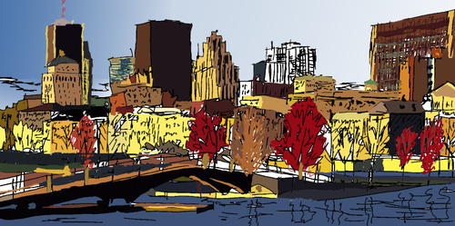 Cartoon: Hafen von Montreal (medium) by Pascal Kirchmair tagged port,montreal,hafen,harbour