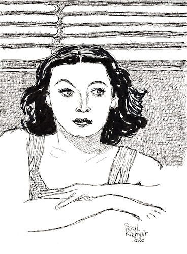 Cartoon: Hedy Lamarr (medium) by Pascal Kirchmair tagged hedy,lamarr,ecstasy,artist,art,hollywood,parasite,screenwriter,illustration,drawing,zeichnung,pascal,kirchmair,cartoon,caricature,karikatur,ilustracion,dibujo,desenho,ink,disegno,ilustracao,illustrazione,illustratie,dessin,de,presse,du,jour,of,the,day,tekening,teckning,cartum,vineta,comica,vignetta,caricatura,portrait,porträt,portret,retrato,ritratto,austria,österreich,movies,film,industry,black,and,white,stummfilm,star,kino,ekstase,hedy,lamarr,ecstasy,artist,art,hollywood,parasite,screenwriter,illustration,drawing,zeichnung,pascal,kirchmair,cartoon,caricature,karikatur,ilustracion,dibujo,desenho,ink,disegno,ilustracao,illustrazione,illustratie,dessin,de,presse,du,jour,of,the,day,tekening,teckning,cartum,vineta,comica,vignetta,caricatura,portrait,porträt,portret,retrato,ritratto,austria,österreich,movies,film,industry,black,and,white,stummfilm,star,kino,ekstase