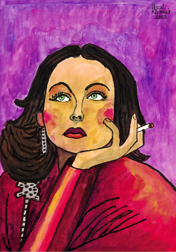 Cartoon: Hedy Lamarr (medium) by Pascal Kirchmair tagged hedy,lamarr,wien,vienna,austria,österreich,viena,vienne,caricatura,caricature,karikatur,painting,diva,gouache,illustration,drawing,zeichnung,pascal,kirchmair,cartoon,ilustracion,dibujo,desenho,black,and,sepia,ink,disegno,ilustracao,illustrazione,illustratie,dessin,de,presse,du,jour,art,of,the,day,tekening,teckning,cartum,vineta,comica,vignetta,portrait,retrato,ritratto,portret,kunst,porträt,actress,hollywood,legend,actriz,actrice,attrice,atriz,inventor,erfinderin,national,inventors,hall,fame,arte,hedy,lamarr,wien,vienna,austria,österreich,viena,vienne,caricatura,caricature,karikatur,painting,diva,gouache,illustration,drawing,zeichnung,pascal,kirchmair,cartoon,ilustracion,dibujo,desenho,black,and,sepia,ink,disegno,ilustracao,illustrazione,illustratie,dessin,de,presse,du,jour,art,of,the,day,tekening,teckning,cartum,vineta,comica,vignetta,portrait,retrato,ritratto,portret,kunst,porträt,actress,hollywood,legend,actriz,actrice,attrice,atriz,inventor,erfinderin,national,inventors,hall,fame,arte