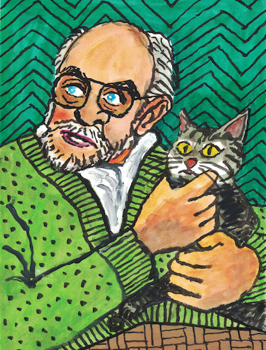 Cartoon: Henri Matisse mit Katze (medium) by Pascal Kirchmair tagged pascal,kirchmair,cartoon,henri,matisse,portrait,de,la,famille,du,peintre,after,the,painters,family,nice,nizza,antibes,provence,artist,artiste,artista,kunst,künstler,illustration,ink,drawing,tusche,zeichnung,caricature,karikatur,ilustracion,dibujo,desenho,disegno,ilustracao,illustrazione,illustratie,dessin,presse,jour,art,of,day,tekening,teckning,cartum,vineta,comica,vignetta,caricatura,arte,procreate,cat,chat,gato,gatto,minet,minou,artwork,humou,humor,umorismo,lustig,fun,funny,painting,pintura,peinture,gouache,encre,chine,tinta,china,nanquim,inchiostro,pascal,kirchmair,cartoon,henri,matisse,portrait,de,la,famille,du,peintre,after,the,painters,family,nice,nizza,antibes,provence,artist,artiste,artista,kunst,künstler,illustration,ink,drawing,tusche,zeichnung,caricature,karikatur,ilustracion,dibujo,desenho,disegno,ilustracao,illustrazione,illustratie,dessin,presse,jour,art,of,day,tekening,teckning,cartum,vineta,comica,vignetta,caricatura,arte,procreate,cat,chat,gato,gatto,minet,minou,artwork,humou,humor,umorismo,lustig,fun,funny,painting,pintura,peinture,gouache,encre,chine,tinta,china,nanquim,inchiostro