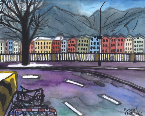 Cartoon: Innsbruck im Winter (medium) by Pascal Kirchmair tagged mariahilfstraße,innsbruck,winter,aquarell,marktplatz,watercolour,malerei,painting,peinture,mariahilfstraße,innsbruck,winter,aquarell,marktplatz,watercolour,malerei,painting,peinture