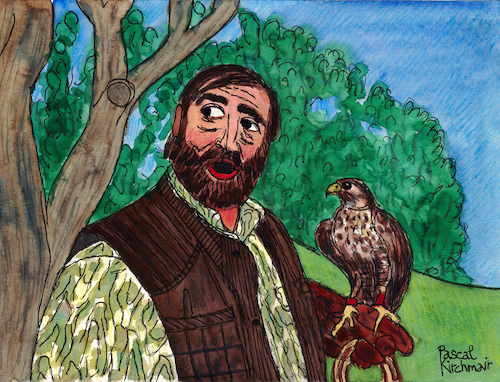 Cartoon: Irish Falconer (medium) by Pascal Kirchmair tagged illustration,drawing,zeichnung,pascal,kirchmair,cartoon,caricature,karikatur,ilustracion,dibujo,desenho,ink,disegno,ilustracao,illustrazione,illustratie,dessin,de,presse,du,jour,art,of,the,day,tekening,teckning,cartum,vineta,comica,vignetta,caricatura,portrait,retrato,ritratto,portret,kunst,künstler,artist,falconer,falconry,falknerei,falkner,irland,irish,ireland,irlande,irlanda,noel,spain,ros,muc,county,galway,1990,irische,impressionen,bernd,weisbrod,moments,book,irlandes,irlandese,irlandais,ire,bussard,vogel,bird,falcon,mäusebussard,illustration,drawing,zeichnung,pascal,kirchmair,cartoon,caricature,karikatur,ilustracion,dibujo,desenho,ink,disegno,ilustracao,illustrazione,illustratie,dessin,de,presse,du,jour,art,of,the,day,tekening,teckning,cartum,vineta,comica,vignetta,caricatura,portrait,retrato,ritratto,portret,kunst,künstler,artist,falconer,falconry,falknerei,falkner,irland,irish,ireland,irlande,irlanda,noel,spain,ros,muc,county,galway,1990,irische,impressionen,bernd,weisbrod,moments,book,irlandes,irlandese,irlandais,ire,bussard,vogel,bird,falcon,mäusebussard