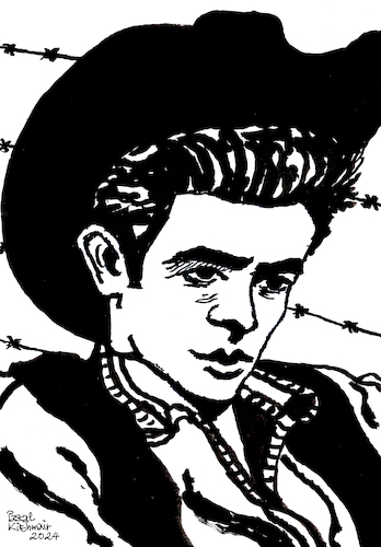 Cartoon: James Dean (medium) by Pascal Kirchmair tagged vaquero,wrangler,cowboy,actors,studio,lee,strasberg,james,dean,east,of,eden,indiana,manhattan,new,york,upper,side,academy,awards,oscar,oscars,author,autor,autore,auteur,filmmaker,artist,art,hollywood,illustration,drawing,zeichnung,pascal,kirchmair,cartoon,caricature,karikatur,ilustracion,dibujo,desenho,ink,disegno,ilustracao,illustrazione,illustratie,dessin,de,presse,du,jour,the,day,tekening,teckning,cartum,vineta,comica,vignetta,caricatura,portrait,porträt,portret,retrato,ritratto,actor,acting,schauspieler,rebell,rebel,without,cause,clue,giant,arte,kunst,artwork,sexy,sensual,sensuel,vaquero,wrangler,cowboy,actors,studio,lee,strasberg,james,dean,east,of,eden,indiana,manhattan,new,york,upper,side,academy,awards,oscar,oscars,author,autor,autore,auteur,filmmaker,artist,art,hollywood,illustration,drawing,zeichnung,pascal,kirchmair,cartoon,caricature,karikatur,ilustracion,dibujo,desenho,ink,disegno,ilustracao,illustrazione,illustratie,dessin,de,presse,du,jour,the,day,tekening,teckning,cartum,vineta,comica,vignetta,caricatura,portrait,porträt,portret,retrato,ritratto,actor,acting,schauspieler,rebell,rebel,without,cause,clue,giant,arte,kunst,artwork,sexy,sensual,sensuel