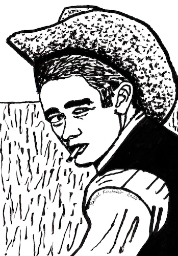 Cartoon: James Dean (medium) by Pascal Kirchmair tagged cowboy,wrangler,vaquero,actors,studio,lee,strasberg,james,dean,east,of,eden,indiana,manhattan,new,york,upper,side,academy,awards,oscar,oscars,author,autor,autore,auteur,filmmaker,artist,art,hollywood,illustration,drawing,zeichnung,pascal,kirchmair,cartoon,caricature,karikatur,ilustracion,dibujo,desenho,ink,disegno,ilustracao,illustrazione,illustratie,dessin,de,presse,du,jour,the,day,tekening,teckning,cartum,vineta,comica,vignetta,caricatura,portrait,porträt,portret,retrato,ritratto,actor,acting,schauspieler,rebell,rebel,without,cause,clue,giant,arte,kunst,artwork,sexy,sensual,sensuel,waddy,herdsman,gay,pride,cowboy,wrangler,vaquero,actors,studio,lee,strasberg,james,dean,east,of,eden,indiana,manhattan,new,york,upper,side,academy,awards,oscar,oscars,author,autor,autore,auteur,filmmaker,artist,art,hollywood,illustration,drawing,zeichnung,pascal,kirchmair,cartoon,caricature,karikatur,ilustracion,dibujo,desenho,ink,disegno,ilustracao,illustrazione,illustratie,dessin,de,presse,du,jour,the,day,tekening,teckning,cartum,vineta,comica,vignetta,caricatura,portrait,porträt,portret,retrato,ritratto,actor,acting,schauspieler,rebell,rebel,without,cause,clue,giant,arte,kunst,artwork,sexy,sensual,sensuel,waddy,herdsman,gay,pride