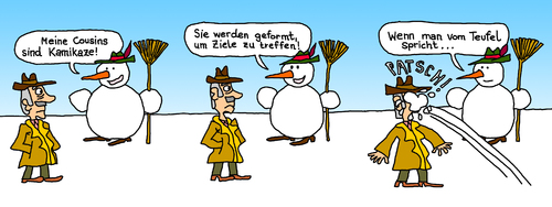 Cartoon: Kamikaze (medium) by Pascal Kirchmair tagged schneeball,schneemann,kamikaze