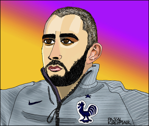 Cartoon: Karim Benzema (medium) by Pascal Kirchmair tagged benzema,karim,portrait,cartoon,dessin,karikatur,caricature,karim,benzema,caricature,karikatur,dessin,cartoon,portrait