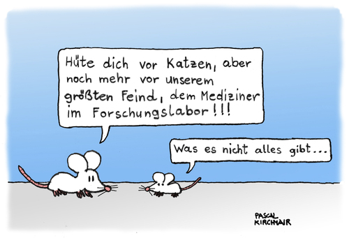 Cartoon: Labormäuse (medium) by Pascal Kirchmair tagged wissenschaft,hausmaus,labormäuse,labor,forschung,medizinische,wissenschaftliche,tierversuche,experimente,maus,mouse