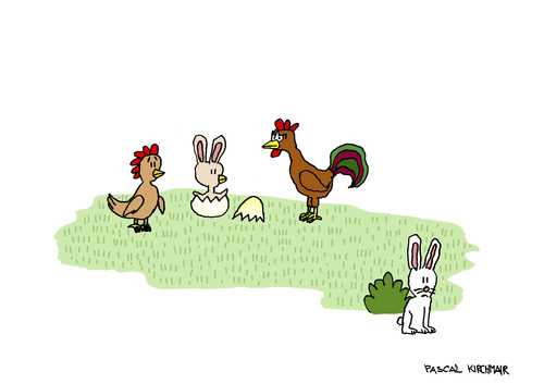 Cartoon: Easter Bunny (medium) by Pascal Kirchmair tagged kaninchen,cuckold,kapaun,gehörnter,cartoon,hahn,cocu,oeuf,ei,henne,gockel,hase,poussin,egg,poulette,poule,küken,coquelet,coq,osterhase,bunny,easter