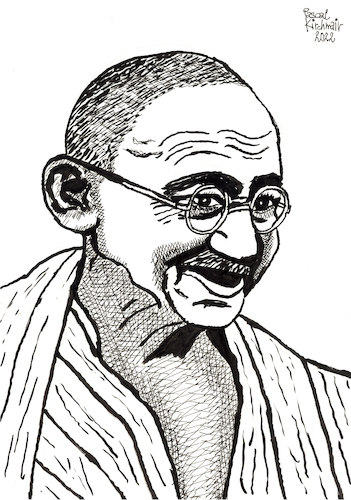 Mahatma Gandhi By Pascal Kirchmair | Famous People Cartoon | TOONPOOL
