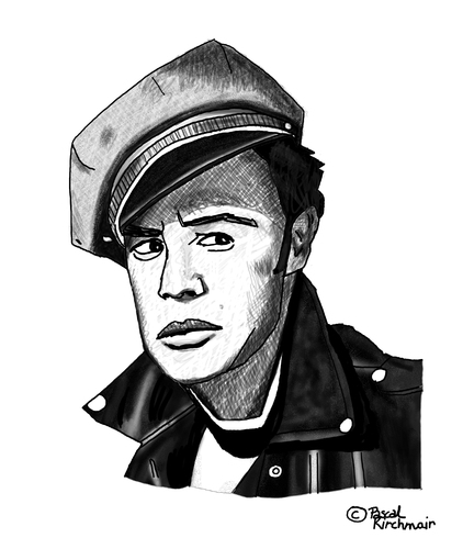 Cartoon: Marlon Brando (medium) by Pascal Kirchmair tagged marlon,brando,karikatur,zeichnung,drawing,dessin,caricature,portrait,cartoon,marlon,brando,karikatur,zeichnung,drawing,dessin,caricature,portrait,cartoon