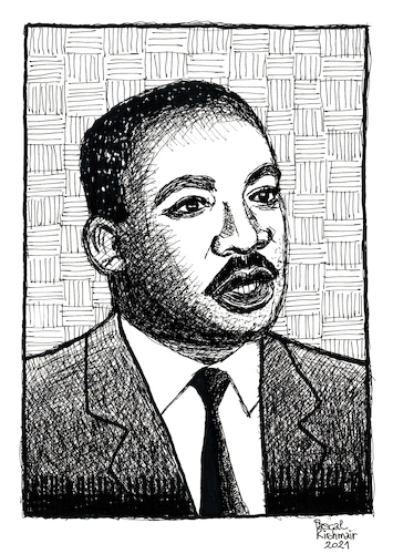 Cartoon: Martin Luther King Jr. (medium) by Pascal Kirchmair tagged michael,martin,luther,king,civil,rights,movement,black,lives,matter,blm,promised,land,america,washington,usa,united,states,illustration,drawing,zeichnung,pascal,kirchmair,political,cartoon,caricature,karikatur,ilustracion,dibujo,desenho,ink,disegno,ilustracao,illustrazione,illustratie,dessin,de,presse,du,jour,art,of,the,day,tekening,teckning,cartum,vineta,comica,vignetta,caricatura,kunst,politiker,politician,politics,atlanta,tennessee,georgia,bürgerrechtsbewegung,bürgerrechtler,baptist,pastor,michael,martin,luther,king,civil,rights,movement,black,lives,matter,blm,promised,land,america,washington,usa,united,states,illustration,drawing,zeichnung,pascal,kirchmair,political,cartoon,caricature,karikatur,ilustracion,dibujo,desenho,ink,disegno,ilustracao,illustrazione,illustratie,dessin,de,presse,du,jour,art,of,the,day,tekening,teckning,cartum,vineta,comica,vignetta,caricatura,kunst,politiker,politician,politics,atlanta,tennessee,georgia,bürgerrechtsbewegung,bürgerrechtler,baptist,pastor