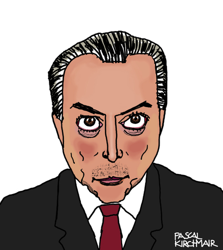 Cartoon: Michel Temer (medium) by Pascal Kirchmair tagged michel,temer,caricature,karikatur,cartoon,vignetta,portrait,brasilien,staatsstreich,impeachment,brasil,präsident,presidente,michel,temer,caricature,karikatur,cartoon,vignetta,portrait,brasilien,staatsstreich,impeachment,brasil,präsident,presidente