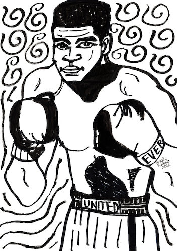 Cartoon: Muhammad Ali (medium) by Pascal Kirchmair tagged muhammad,ali,cassius,marcellus,clay,jr,boxing,boxer,boxeur,boxeador,pugil,boxe,box,boxeo,boxare,pugilista,heavy,weight,champion,championship,the,greatest,of,all,time,goat,art,arte,kunst,sport,sports,deporte,manhattan,new,york,artist,illustration,drawing,zeichnung,pascal,kirchmair,cartoon,caricature,karikatur,ilustracion,dibujo,desenho,ink,disegno,ilustracao,illustrazione,illustratie,dessin,de,presse,du,jour,day,tekening,teckning,cartum,vineta,comica,vignetta,caricatura,portrait,porträt,portret,retrato,ritratto,actor,acting,schauspieler,schwarz,muhammad,ali,cassius,marcellus,clay,jr,boxing,boxer,boxeur,boxeador,pugil,boxe,box,boxeo,boxare,pugilista,heavy,weight,champion,championship,the,greatest,of,all,time,goat,art,arte,kunst,sport,sports,deporte,manhattan,new,york,artist,illustration,drawing,zeichnung,pascal,kirchmair,cartoon,caricature,karikatur,ilustracion,dibujo,desenho,ink,disegno,ilustracao,illustrazione,illustratie,dessin,de,presse,du,jour,day,tekening,teckning,cartum,vineta,comica,vignetta,caricatura,portrait,porträt,portret,retrato,ritratto,actor,acting,schauspieler,schwarz