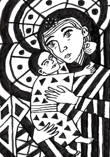 Cartoon: Mutter und Kind (medium) by Pascal Kirchmair tagged mary,thronende,maria,mother,virgem,virgen,santa,sainte,vergine,marie,vierge,virgin,jungfrau,heilige,dios,ink,tusche,tuschezeichnung,portrait,retrato,ritratto,porträt,illustration,drawing,zeichnung,pascal,kirchmair,cartoon,caricature,karikatur,ilustracion,dibujo,desenho,disegno,ilustracao,illustrazione,illustratie,dessin,de,presse,du,jour,art,of,the,day,tekening,teckning,cartum,vineta,comica,vignetta,caricatura,portret,arte,kunst,dio,gott,jesus,gesu,deus,bible,ikone,icon,bibel,biblia,bibbia,mutter,kind,child,enfant,bebe,baby,mary,thronende,maria,mother,virgem,virgen,santa,sainte,vergine,marie,vierge,virgin,jungfrau,heilige,dios,ink,tusche,tuschezeichnung,portrait,retrato,ritratto,porträt,illustration,drawing,zeichnung,pascal,kirchmair,cartoon,caricature,karikatur,ilustracion,dibujo,desenho,disegno,ilustracao,illustrazione,illustratie,dessin,de,presse,du,jour,art,of,the,day,tekening,teckning,cartum,vineta,comica,vignetta,caricatura,portret,arte,kunst,dio,gott,jesus,gesu,deus,bible,ikone,icon,bibel,biblia,bibbia,mutter,kind,child,enfant,bebe,baby