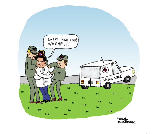 Cartoon: Napoleon (medium) by Pascal Kirchmair tagged napoleon,zwangsjacke,rettung,ambulance,staatsstreich,irr,psychose,größenwahn