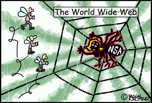 Cartoon: NSA (medium) by Pascal Kirchmair tagged internet,nsa,usa,national,security,agency,cartoon,karikatur,caricature,world,wide,web,spy,spionage,espionnage,spinne,araignee,spider,spinnennetz,fliegen,mouches,fangen,locken,verlockung,verlockend,falle,vorsicht,cobweg,spiderweb,toile