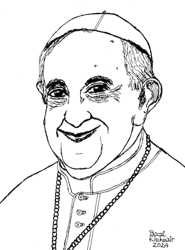 Cartoon: Papst Franzikus (medium) by Pascal Kirchmair tagged papst,franziskus,franciscus,jorge,mario,bergoglio,pope,pape,papa,francis,portrait,ink,drawing,dibujo,desenho,tusche,zeichnung,dessin,illustration,pascal,kirchmair,ilustracion,ilustracao,arte,kunst,artwork,porträt,retrato,pontifex,disegno,cartoon,caricature,karikatur,caricatura,art,artist,artiste,artista,künstler,tuschezeichnung,illustrazione,illustratie,de,presse,du,jour,of,the,day,tekening,teckning,cartum,vineta,comica,vignetta,portret,ritratto,music,musik,musician,musiker,musicien,folk,singer,songwriter,italy,italie,italia,italien,rome,rom,roma,vatikan,vaticano,easter,ostern,vatican,francesco,francois,francisco,argentina,argentinien,argentine,buenos,aires,papst,franziskus,franciscus,jorge,mario,bergoglio,pope,pape,papa,francis,portrait,ink,drawing,dibujo,desenho,tusche,zeichnung,dessin,illustration,pascal,kirchmair,ilustracion,ilustracao,arte,kunst,artwork,porträt,retrato,pontifex,disegno,cartoon,caricature,karikatur,caricatura,art,artist,artiste,artista,künstler,tuschezeichnung,illustrazione,illustratie,de,presse,du,jour,of,the,day,tekening,teckning,cartum,vineta,comica,vignetta,portret,ritratto,music,musik,musician,musiker,musicien,folk,singer,songwriter,italy,italie,italia,italien,rome,rom,roma,vatikan,vaticano,easter,ostern,vatican,francesco,francois,francisco,argentina,argentinien,argentine,buenos,aires