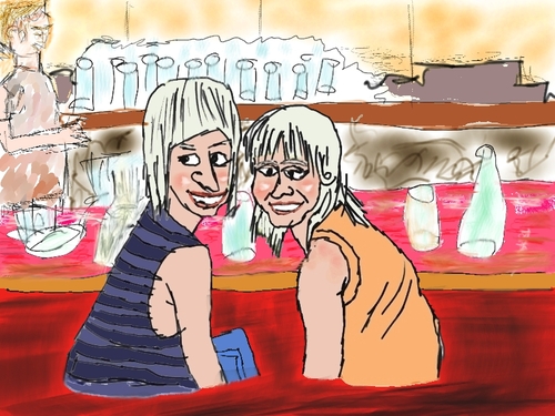 Cartoon: Partygirls (medium) by Pascal Kirchmair tagged party,girls,hofgarten,innsbruck,feiern