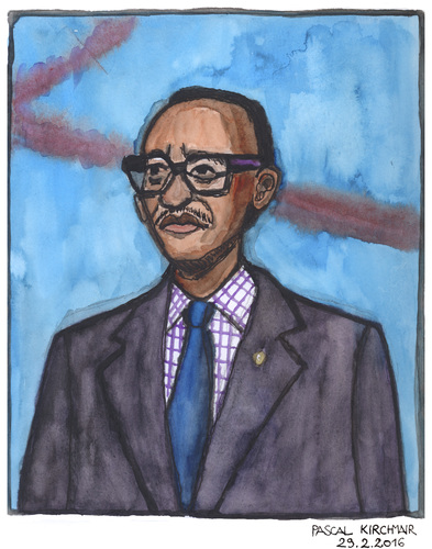 Cartoon: Paul Kagame (medium) by Pascal Kirchmair tagged paul,kagame,portrait,caricature,karikatur,president,ruanda,paul,kagame,portrait,caricature,karikatur,president,ruanda