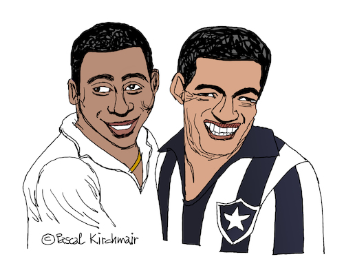 Cartoon: Pele and Garrincha (medium) by Pascal Kirchmair tagged brazil,santos,fc,brasil,bresil,brasilen,brasile,pele,rio,de,janeiro,garrincha,manuel,francisco,dos,edson,arantes,do,nascimento,dibuix,illustration,drawing,zeichnung,pascal,kirchmair,cartoon,caricature,karikatur,ilustracion,dibujo,desenho,ink,disegno,ilustracao,illustrazione,illustratie,dessin,presse,du,jour,art,of,the,day,tekening,teckning,cartum,vineta,comica,vignetta,caricatura,champion,football,foot,soccer,fußball,futbol,futebol,botafogo,regatas,fr,brazil,santos,fc,brasil,bresil,brasilen,brasile,pele,rio,de,janeiro,garrincha,manuel,francisco,dos,edson,arantes,do,nascimento,dibuix,illustration,drawing,zeichnung,pascal,kirchmair,cartoon,caricature,karikatur,ilustracion,dibujo,desenho,ink,disegno,ilustracao,illustrazione,illustratie,dessin,presse,du,jour,art,of,the,day,tekening,teckning,cartum,vineta,comica,vignetta,caricatura,champion,football,foot,soccer,fußball,futbol,futebol,botafogo,regatas,fr