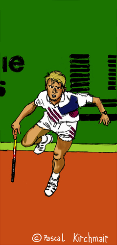 Cartoon: Stefan Edberg (medium) by Pascal Kirchmair tagged stefan,edberg,tennis,player,spieler,västervik,cartoon,caricature,karikatur,dessin,wimbledon,roger,federer,trainer,coach