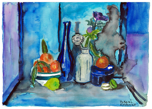 Cartoon: Still life with citrus fruits (medium) by Pascal Kirchmair tagged stilleben,nature,morte,aquarell,still,life,watercolour,natura,morta,bodegon,pascal,kirchmair,naturaleza,muerta,natureza