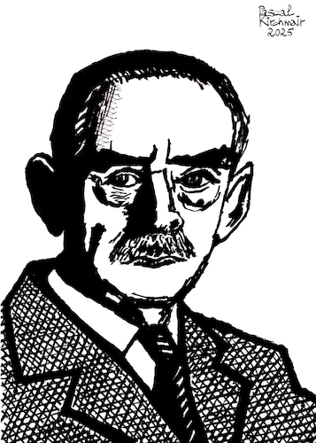Cartoon: Thomas Mann (medium) by Pascal Kirchmair tagged paul,thomas,mann,literatur,der,zauberberg,die,buddenbrooks,theater,theatre,literature,schriftsteller,author,autor,autore,auteur,writer,illustration,ink,drawing,tusche,tuschezeichnung,zeichnung,pascal,kirchmair,cartoon,caricature,karikatur,ilustracion,dibujo,desenho,disegno,ilustracao,illustrazione,illustratie,dessin,de,presse,du,jour,art,of,the,day,tekening,teckning,cartum,vineta,comica,vignetta,caricatura,portrait,porträt,portret,retrato,ritratto,arte,artwork,kunst,literaturkritiker,kritiker,deutsche,hörer,exil,exile,usa,california,world,war,ii,kalifornien,paul,thomas,mann,literatur,der,zauberberg,die,buddenbrooks,theater,theatre,literature,schriftsteller,author,autor,autore,auteur,writer,illustration,ink,drawing,tusche,tuschezeichnung,zeichnung,pascal,kirchmair,cartoon,caricature,karikatur,ilustracion,dibujo,desenho,disegno,ilustracao,illustrazione,illustratie,dessin,de,presse,du,jour,art,of,the,day,tekening,teckning,cartum,vineta,comica,vignetta,caricatura,portrait,porträt,portret,retrato,ritratto,arte,artwork,kunst,literaturkritiker,kritiker,deutsche,hörer,exil,exile,usa,california,world,war,ii,kalifornien