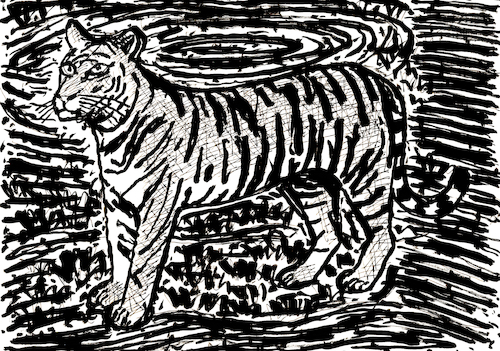 Cartoon: Tiger (medium) by Pascal Kirchmair tagged predator,raubkatze,predateur,felin,felino,fauve,predador,predatore,tiger,tigre,big,cat,cats,katzen,gatos,gatti,chats,illustration,ink,drawing,zeichnung,pascal,kirchmair,cartoon,caricature,karikatur,ilustracion,dibujo,desenho,ilustracao,illustrazione,illustratie,dessin,de,presse,tekening,teckning,cartum,vineta,comica,vignetta,caricatura,tusche,tuschezeichnung,portrait,retrato,porträt,ritratto,art,arte,kunst,painting,black,and,white,schawrz,weiß,peinture,dipinto,pintura,pittura,malerei,bild,image,expressive,expressionism,cuadro,quadro,predator,raubkatze,predateur,felin,felino,fauve,predador,predatore,tiger,tigre,big,cat,cats,katzen,gatos,gatti,chats,illustration,ink,drawing,zeichnung,pascal,kirchmair,cartoon,caricature,karikatur,ilustracion,dibujo,desenho,ilustracao,illustrazione,illustratie,dessin,de,presse,tekening,teckning,cartum,vineta,comica,vignetta,caricatura,tusche,tuschezeichnung,portrait,retrato,porträt,ritratto,art,arte,kunst,painting,black,and,white,schawrz,weiß,peinture,dipinto,pintura,pittura,malerei,bild,image,expressive,expressionism,cuadro,quadro