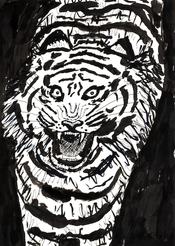 Cartoon: Tiger (medium) by Pascal Kirchmair tagged predator,raubkatze,predateur,felin,felino,fauve,predador,predatore,tiger,tigre,big,cat,cats,katzen,gatos,gatti,chats,illustration,ink,drawing,zeichnung,pascal,kirchmair,cartoon,caricature,karikatur,ilustracion,dibujo,desenho,ilustracao,illustrazione,illustratie,dessin,de,presse,tekening,teckning,cartum,vineta,comica,vignetta,caricatura,tusche,tuschezeichnung,portrait,retrato,porträt,ritratto,art,arte,kunst,artwork,predator,raubkatze,predateur,felin,felino,fauve,predador,predatore,tiger,tigre,big,cat,cats,katzen,gatos,gatti,chats,illustration,ink,drawing,zeichnung,pascal,kirchmair,cartoon,caricature,karikatur,ilustracion,dibujo,desenho,ilustracao,illustrazione,illustratie,dessin,de,presse,tekening,teckning,cartum,vineta,comica,vignetta,caricatura,tusche,tuschezeichnung,portrait,retrato,porträt,ritratto,art,arte,kunst,artwork