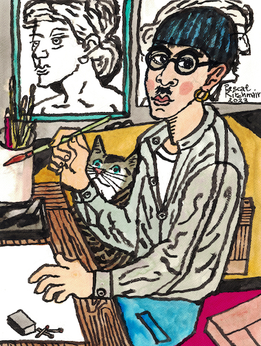 Cartoon: Tsuguharu Foujita at work (medium) by Pascal Kirchmair tagged tsugouharu,tsuguharu,foujita,cat,chat,katze,gato,gatto,japon,giappone,japao,japan,porträt,ink,drawing,dessin,illustration,pascal,kirchmair,portrait,caricature,karikatur,dibuix,zeichnung,cartoon,ilustracion,dibujo,desenho,disegno,ilustracao,illustrazione,illustratie,de,presse,du,jour,art,of,the,day,tekening,teckning,cartum,vineta,comica,vignetta,caricatura,portret,retrato,ritratto,bichano,felino,felin,arte,kunst,artwork,tusche,tuschezeichnung,copic,marker,markers,encre,chine,tinta,china,inchiostro,nanquim,tsugouharu,tsuguharu,foujita,cat,chat,katze,gato,gatto,japon,giappone,japao,japan,porträt,ink,drawing,dessin,illustration,pascal,kirchmair,portrait,caricature,karikatur,dibuix,zeichnung,cartoon,ilustracion,dibujo,desenho,disegno,ilustracao,illustrazione,illustratie,de,presse,du,jour,art,of,the,day,tekening,teckning,cartum,vineta,comica,vignetta,caricatura,portret,retrato,ritratto,bichano,felino,felin,arte,kunst,artwork,tusche,tuschezeichnung,copic,marker,markers,encre,chine,tinta,china,inchiostro,nanquim