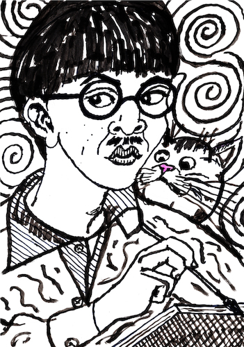 Tsuguharu Foujita with his cat Tsuguharu Foujita with his cat