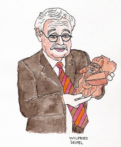 Cartoon: Wilfried Seipel (medium) by Pascal Kirchmair tagged wien,kunsthistorisches,museum,khm,wilfried,seipel,ägyptologe,historiker,museumsleiter,ausstellung,kunst,kunstwerk,skulptur,figur,native,art,ausstellungsmacher