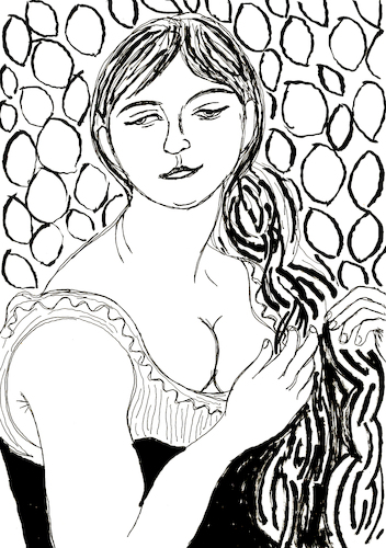 Cartoon: Woman braiding her hair (medium) by Pascal Kirchmair tagged woman,braiding,her,hair,suzanne,valadon,la,natte,pierre,auguste,renoir,artist,artiste,artista,kunst,künstler,illustration,sepia,ink,drawing,tusche,tuschezeichnung,zeichnung,pascal,kirchmair,cartoon,caricature,karikatur,ilustracion,dibujo,desenho,disegno,ilustracao,illustrazione,illustratie,dessin,de,presse,du,jour,art,of,the,day,tekening,teckning,cartum,vineta,comica,vignetta,caricatura,portrait,porträt,portret,retrato,ritratto,arte,sexy,sensuel,sensual,woman,braiding,her,hair,suzanne,valadon,la,natte,pierre,auguste,renoir,artist,artiste,artista,kunst,künstler,illustration,sepia,ink,drawing,tusche,tuschezeichnung,zeichnung,pascal,kirchmair,cartoon,caricature,karikatur,ilustracion,dibujo,desenho,disegno,ilustracao,illustrazione,illustratie,dessin,de,presse,du,jour,art,of,the,day,tekening,teckning,cartum,vineta,comica,vignetta,caricatura,portrait,porträt,portret,retrato,ritratto,arte,sexy,sensuel,sensual