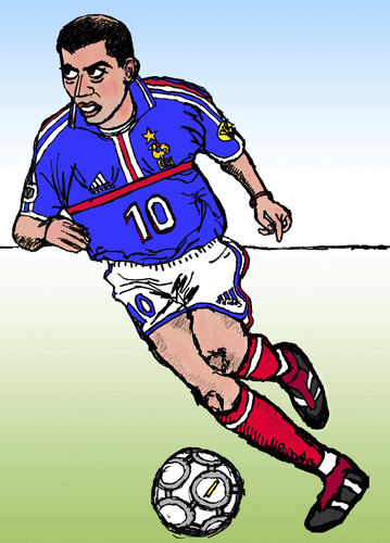 Cartoon: Zinedine Zidane (medium) by Pascal Kirchmair tagged zizou,zidane,zinedine,fff,equipe,de,france,foot,champion,du,monde