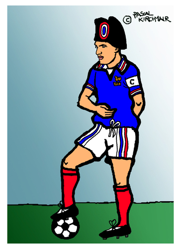 Cartoon: Zinedine Zidane (medium) by Pascal Kirchmair tagged foot,zidane,zinedine,portrait,sport,taktik,spielführer,zehn,star,napoleon,kapitän,mannschaft,10,nummer,fußball,vision,jeu,caricature,karikatur