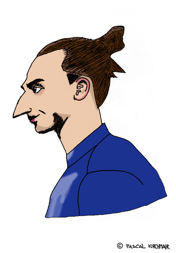 Cartoon: Zlatan Ibrahimovic (medium) by Pascal Kirchmair tagged player,soccer,fußballer,caricature,cartoon,karikatur,germain,saint,paris,psg,ibrahimovic,zlatan,malmö,schweden,sweden,footballer,footballeur