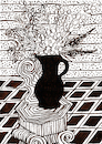 Cartoon: Blumenvase (small) by Pascal Kirchmair tagged blumenvase,vase,of,flowers,pascal,kirchmair,cartoon,henri,matisse,portrait,de,la,famille,du,peintre,after,the,painters,family,nice,nizza,antibes,provence,artist,artiste,artista,kunst,künstler,illustration,drawing,zeichnung,caricature,karikatur,ilustracion,dibujo,desenho,ink,disegno,ilustracao,illustrazione,illustratie,dessin,presse,jour,art,day,tekening,teckning,cartum,vineta,comica,vignetta,caricatura,arte,brush,sepia,bluemen,fleurs