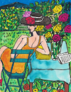 Cartoon: Bouquet  de Chrysanthemes (small) by Pascal Kirchmair tagged pamela,au,bouquet,de,chrysanthemes,giardino,pintura,garden,jardin,jardim,garten,after,jean,pierre,cassigneul,french,painter,femme,chapeau,woman,with,hat,at,the,frau,mit,hut,painting,dipinto,pittura,peinture,artist,artiste,artista,kunst,künstler,illustration,drawing,tusche,tuschezeichnung,zeichnung,pascal,kirchmair,cartoon,caricature,karikatur,ilustracion,dibujo,desenho,ink,disegno,ilustracao,illustrazione,illustratie,dessin,presse,du,jour,art,of,day,tekening,teckning,cartum,vineta,comica,vignetta,caricatura,portrait,porträt,portret,retrato,ritratto,arte,artwork