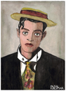 Cartoon: Buster Keaton (small) by Pascal Kirchmair tagged buster keaton stoic portrait retrato pork pie piqua hat hollywood kansas actor schauspieler acteur california stummfilm komiker ritratto drawing zeichnung aquarell watercolour dessin dibujo desenho disegno cartoon caricature karikatur porkpie hut