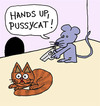 Cartoon: El Pistolero (small) by Pascal Kirchmair tagged el,pistolero,cat,maus,katze,souris,hände,hoch,hands,up,chat,mouse