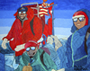 Cartoon: First women on Annapurna (small) by Pascal Kirchmair tagged first,women,expedition,erste,frauen,annapurna,vera,komarkova,irene,miller,beardsley,painting,image,bild,ölbild,oil,huile,sur,toile