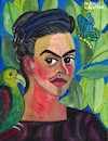 Cartoon: Frida Kahlo (small) by Pascal Kirchmair tagged self,portrait,with,con,bonito,autorretrato,after,frida,kahlo,pascal,kirchmair,painting,pintura,aquarell,watercolour,ilustracion,illustration,ilustracao,peinture,watercolor,pittura,dipinto,cuadro,quadro,lienzo