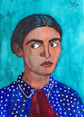 Cartoon: Frida Kahlo de Rivera (small) by Pascal Kirchmair tagged frida,kahlo,cartoon,painting,zeichnung,desenho,caricature,illustration,ilustracion,pascal,kirchmair,portrait,retrato,ritratto,drawing,dibujo,disegno,ilustracao,illustrazione,illustratie,dessin,du,jour,art,of,the,day,tekening,teckning,cartum,vineta,comica,vignetta,caricatura,karikatur,aquarell,watercolour,watercolor,ink,cuadro,quadro,immagine,image,bild,imagen,imagem,pintura,pittura,arte