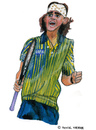 Cartoon: Gustavo Kuerten (small) by Pascal Kirchmair tagged player,sport,karikatur,aquarell,portrait,gustavo,kuerten,brasilianischer,spieler,tennis,brasil,brazil,brasilien,brasile,bresil