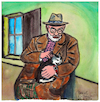 Cartoon: Henri Matisse mit Katze (small) by Pascal Kirchmair tagged henri matisse chat cat katze aquarell watercolour portrait portret cartum