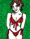 Mädchen in roten Dessous