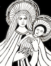 Cartoon: Mary with child (small) by Pascal Kirchmair tagged mother,mary,virgem,virgen,santa,sainte,vergine,maria,marie,jesus,christus,christ,cristo,jesucristo,gesu,child,vierge,virgin,jungfrau,heilige,kind,deus,dio,sohn,gottes,gott,dieu,god,son,fils,figlio,bambino,sao,heiliger,dios,ink,tusche,tuschezeichnung,portrait,retrato,ritratto,porträt,illustration,drawing,zeichnung,pascal,kirchmair,cartoon,caricature,karikatur,ilustracion,dibujo,desenho,disegno,ilustracao,illustrazione,illustratie,dessin,de,presse,du,jour,art,of,the,day,tekening,teckning,cartum,vineta,comica,vignetta,caricatura,portret,filho,nosso,senhor