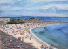 Cartoon: Plage du Vieil Antibes (small) by Pascal Kirchmair tagged zeichnung,illustration,strand,plage,aquarelle,watercolour,dessin,vieil,antibes,la,gravette