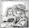 Cartoon: Rembrandt und Saskia (small) by Pascal Kirchmair tagged rembrandt,van,rijn,wife,sakia,frau,artist,artiste,artista,kunst,künstler,illustration,sepia,ink,drawing,tusche,tuschezeichnung,zeichnung,pascal,kirchmair,cartoon,caricature,karikatur,ilustracion,dibujo,desenho,disegno,ilustracao,illustrazione,illustratie,dessin,de,presse,du,jour,art,of,the,day,tekening,teckning,cartum,vineta,comica,vignetta,caricatura,portrait,porträt,portret,retrato,ritratto,arte,holland,netherlands,niederlande,leiden,amsterdam,leyden